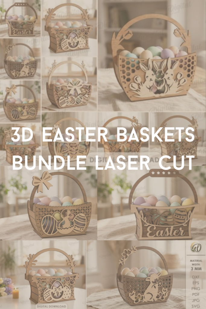 3D Easter Baskets Bundle Laser Cut