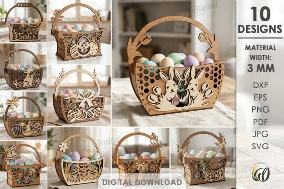 3D Easter Baskets Bundle Laser Cut