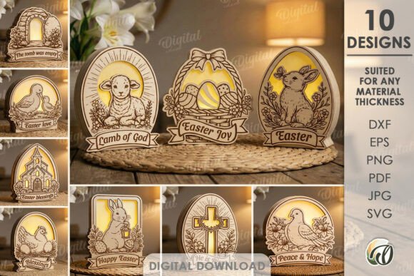 3D Easter Lamps Bundle Laser Cut