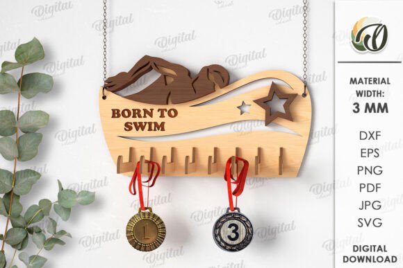 3D Swimming Medal Holder Laser Cut