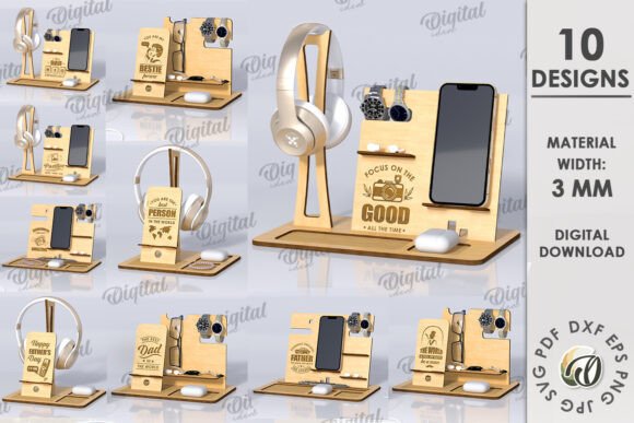 3D Wooden Desk Organizers Bundle