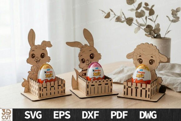 Cute Easter Animals Egg Holder SVG