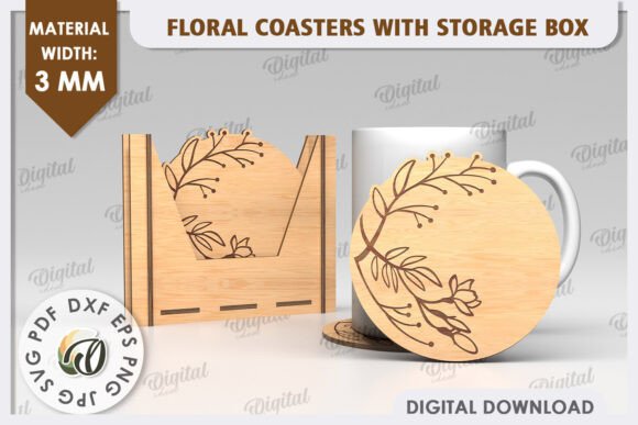 Floral Coasters with Storage Box Bundle