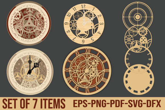 Laser Cut Decorative Wall Clock Set