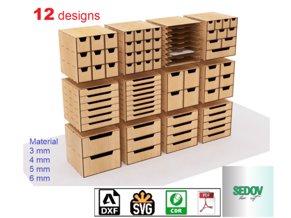 Laser Cut Set of 12 Organizers