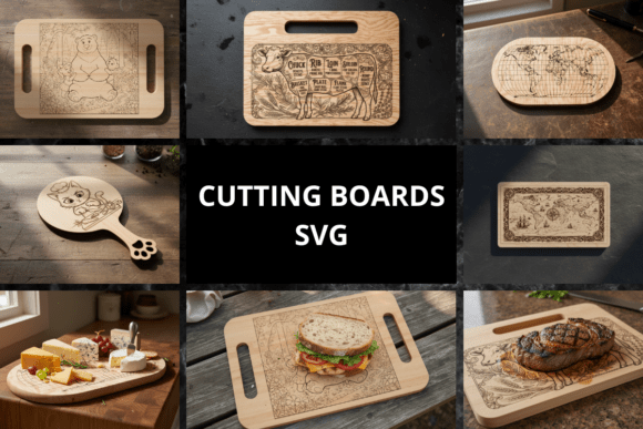Set of 6 Engraving Cutting Board Designs