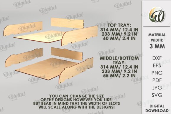 Stacking Paper Trays Laser Cut Bundle