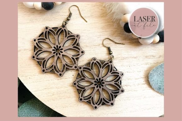 Boho Floral Laser Earrings Svg