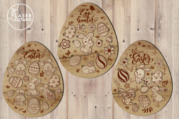 Easter Egg Puzzle Set of 3 Laser Cutting