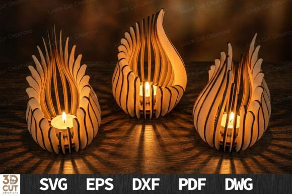 Flame Lantern Bundle SVG Laser Cut