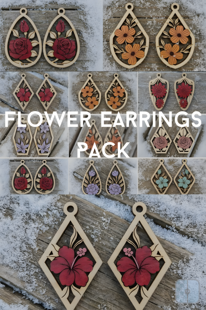 Laser Cut Flower Earrings Pack