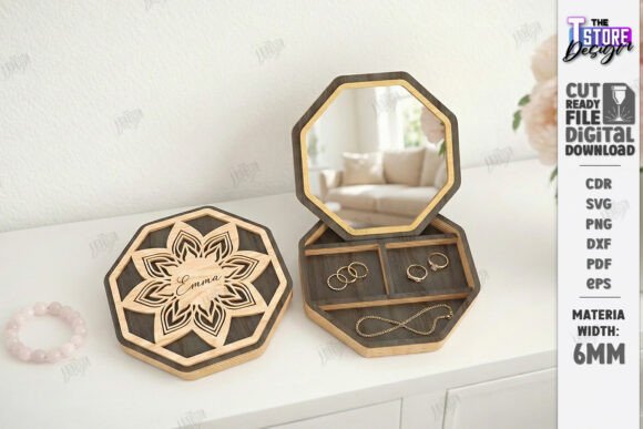 Jewelry Box with Mirror Laser Cut Bundle
