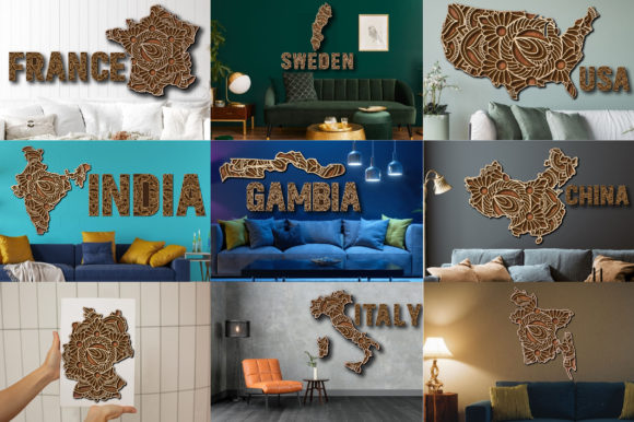 Personalized 100 Countries Map Laser Cut