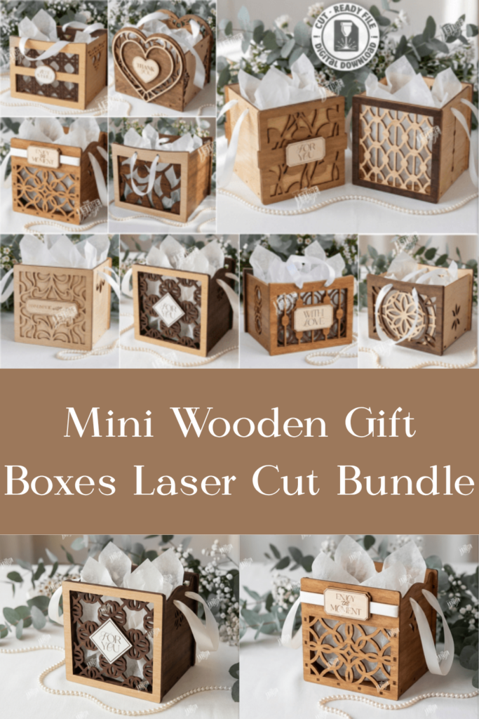 Mini Wooden Gift Boxes Laser Cut Bundle